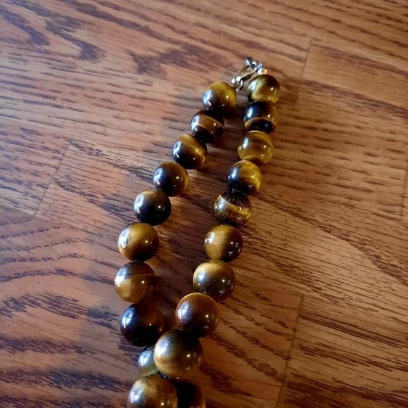 AV Gold over Sterling, Tigers Eye Beaded Necklace from Mexico - Picture 6 of 12